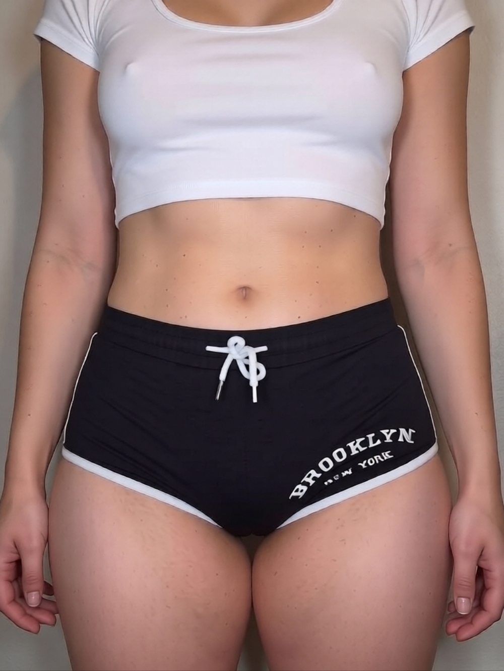 "Love Streak" Brooklyn New York Black Shorts with Contrast Trim. Sz S EUC